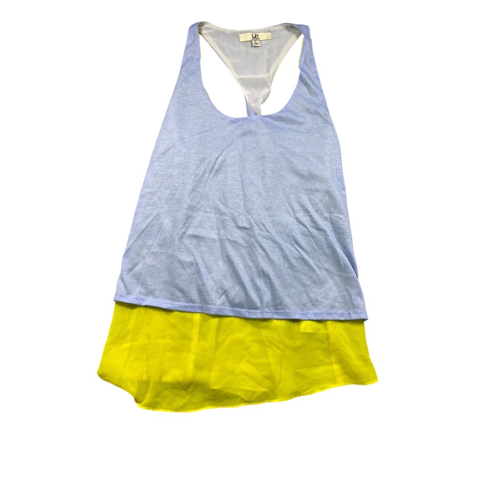 Ya Los Angeles Women's Large Blue Neon Yellow Layered Racerback Tank Top Y2K